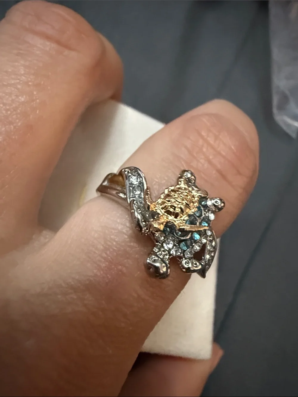 925‎ Mom loves you forever turtle ring